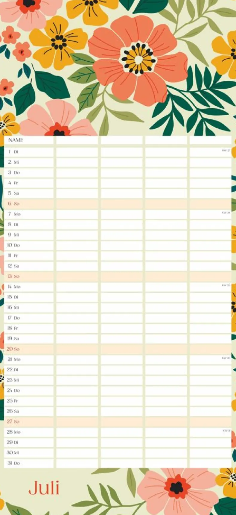 Weingarten Floral Total Familienplaner 2025
